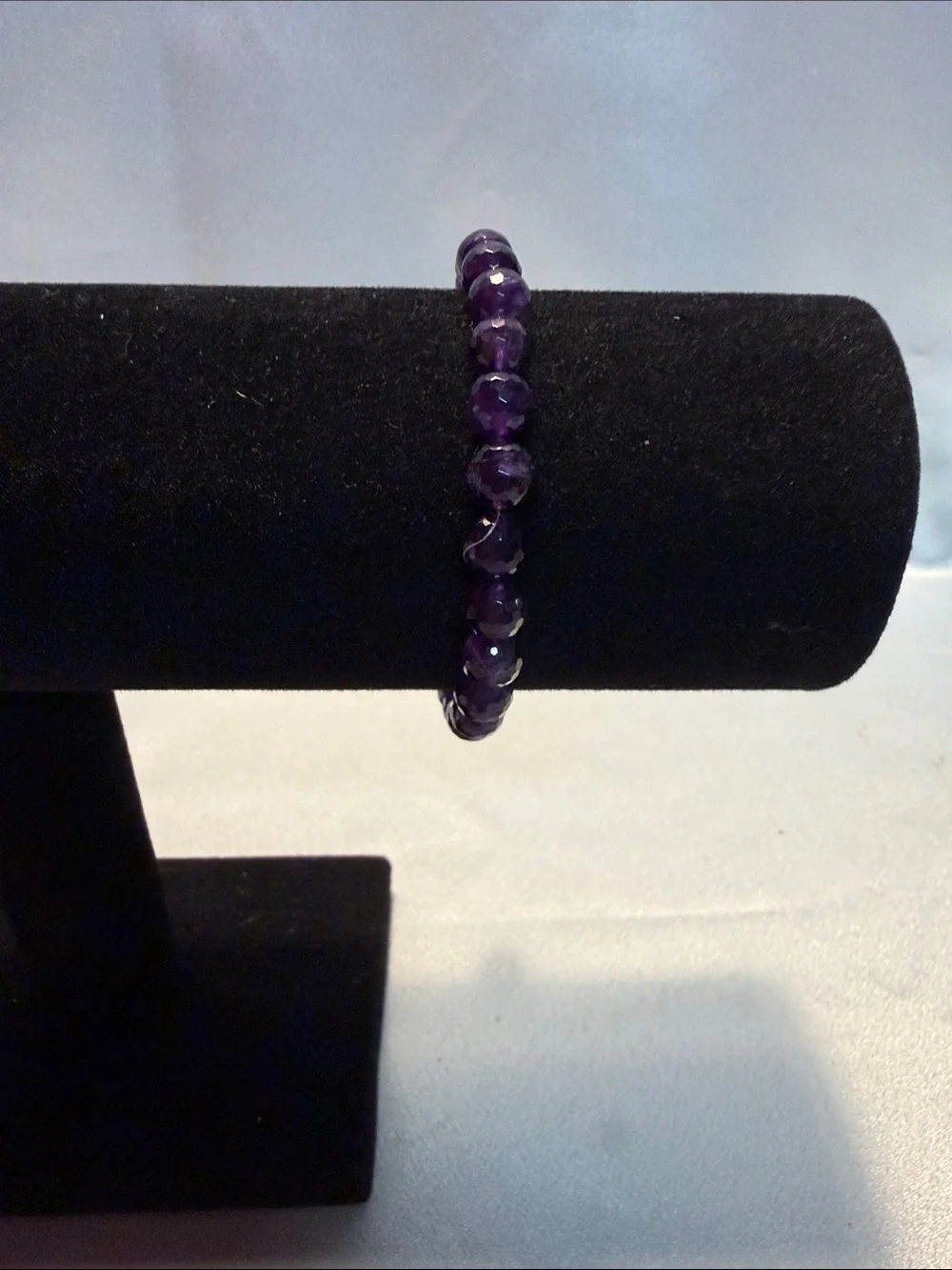 Source Unknown Black Faceted Bead Stretch Bracelet